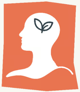 Illustration of a head with a sprouting leaf